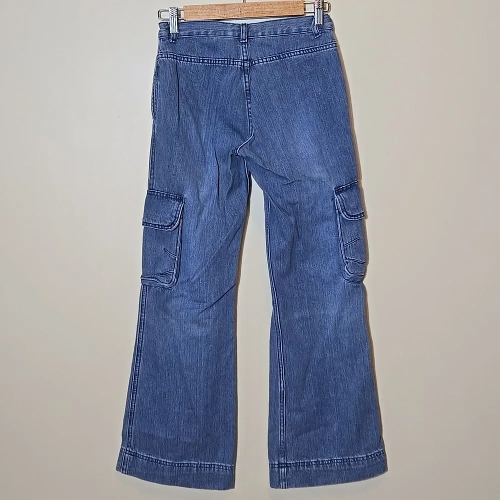Vintage Old Navy‎ True Y2K Wide Leg Cargo Jeans Girls 14 New Old Stock Utility